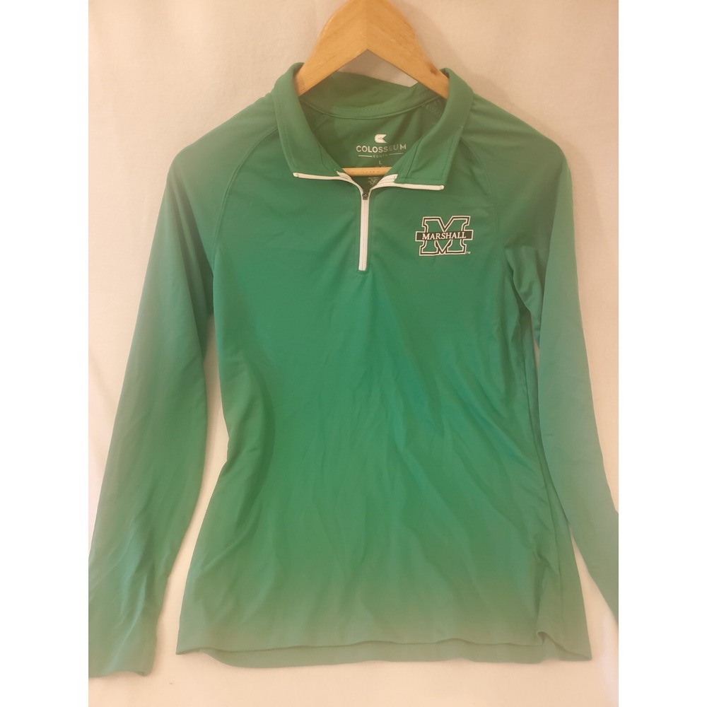 Marshall Thundering Herd 1/4 Zip Jacket Youth Large Green Light Weight Jacket